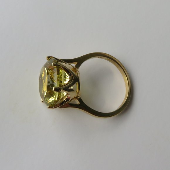 Natural Flower Carved Lemon Quartz In 14K Yellow Gold Cocktail Ring Sz 7.25 - Picture 6 of 13